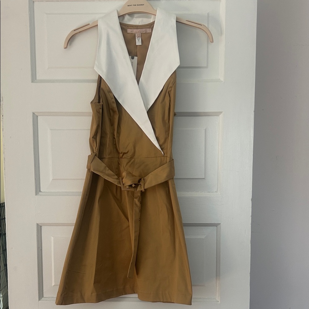 Hutch Tan and White Sleeveless Dress